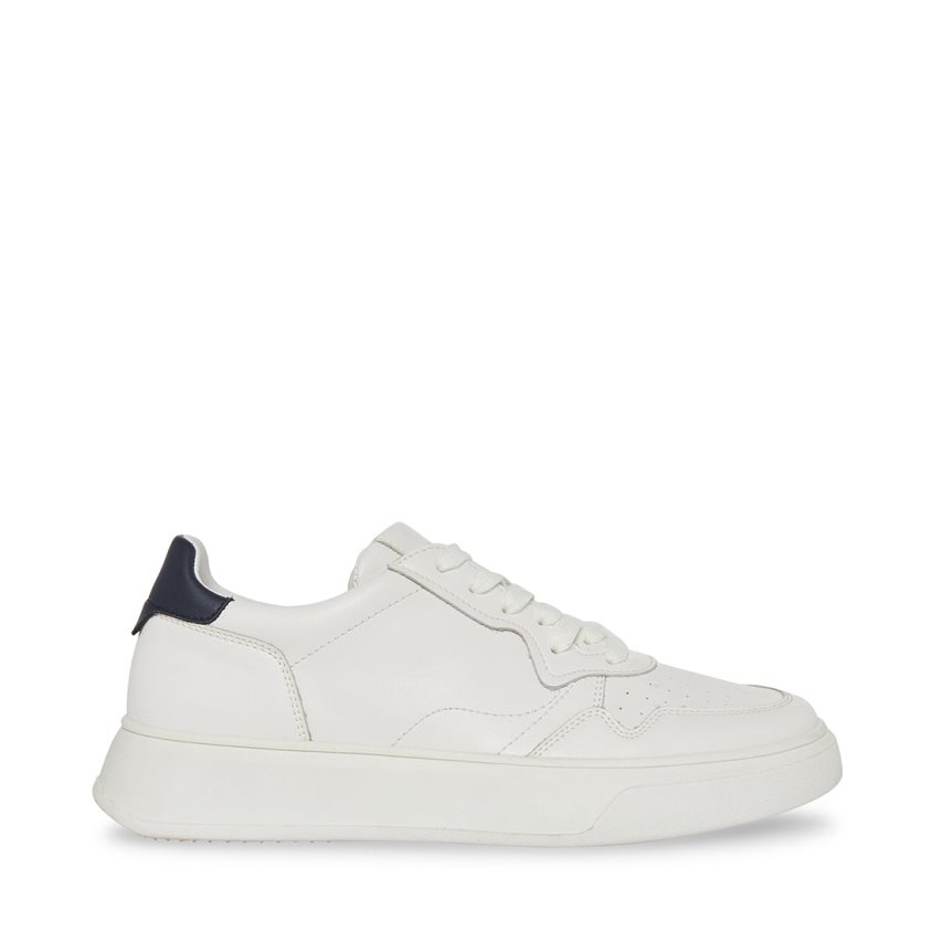 White Steve Madden Jorgee Leather Men\'s Sneakers | PH 5710ZBF